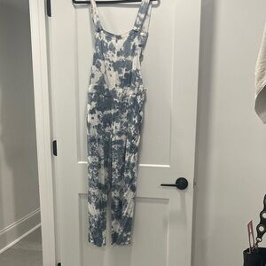 Michael Stars Navy and White Tie-Dye Jumpsuit